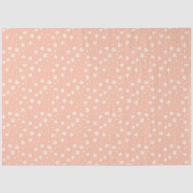 Papier Mousseline Snowflakes orange et blanc et Stars Noël (Recto)