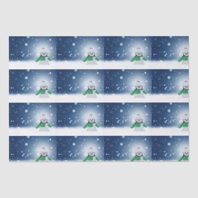 Papier Mousseline Snowman avec une écharpe verte (Recto)