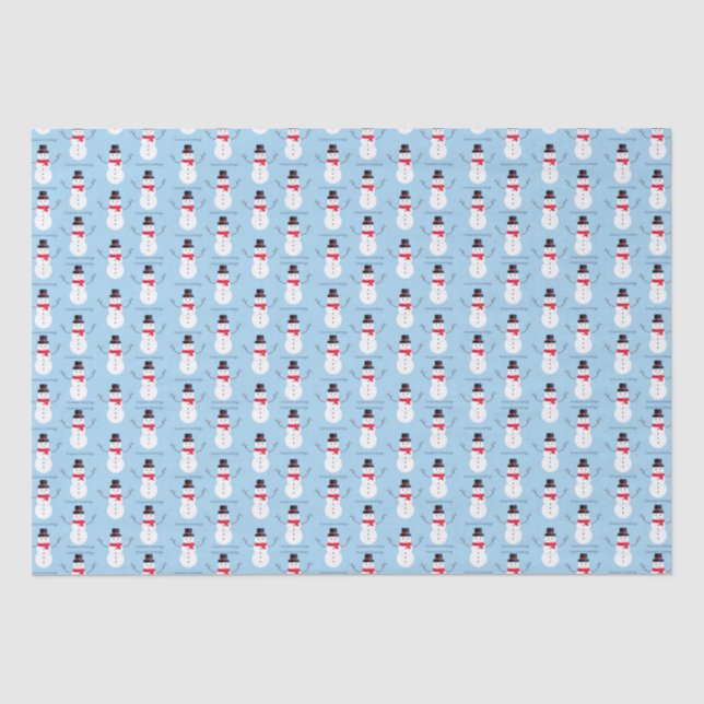 Papier Mousseline Snowman Joyeuses Fêtes Bleu Noël (Recto)