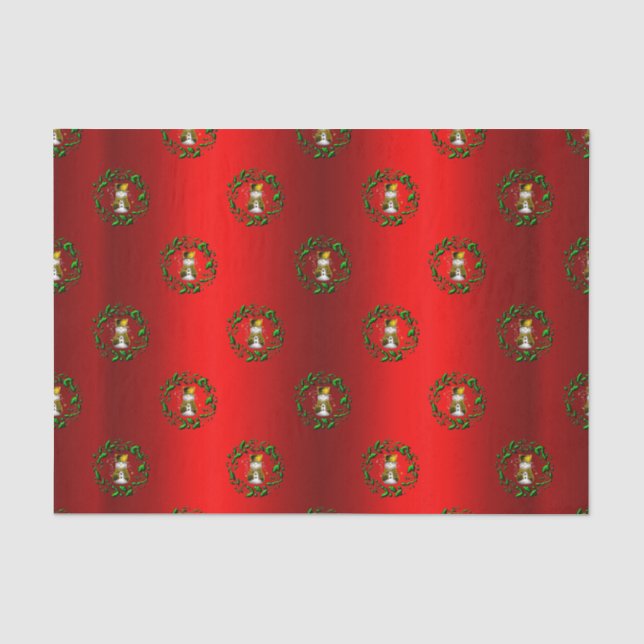 Papier Mousseline Snowman or en couronnes rouge (Recto)