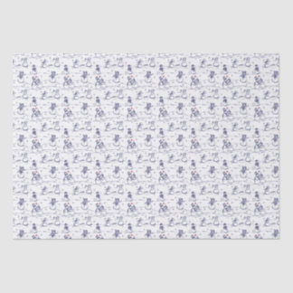 Papier Mousseline Snowman parade toile - bleu