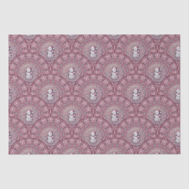 Papier Mousseline Snowman rose Whimsman Mandala Art Déco Scallop (Recto)