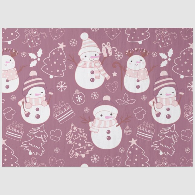 Papier Mousseline Snowmen Noël Arbres Ornements Noël (Recto)