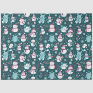 Papier Mousseline Snowmen Nounours Snowflakes Verdure Noël