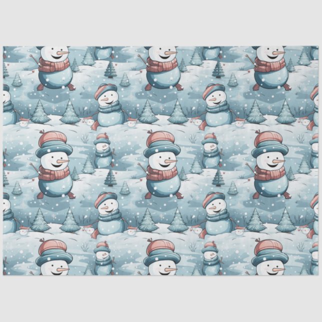 Papier Mousseline Snowmen, Snowflakes & Christmas Trees Noël (Recto)