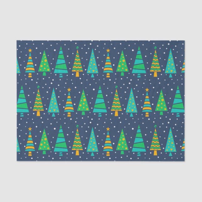 Papier Mousseline Snowy Fir Trees Tissue Paper (Recto)