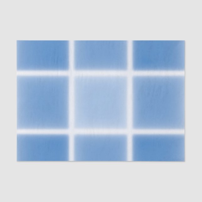 Papier Mousseline Soft Blue Grid Tile Pattern (Recto)
