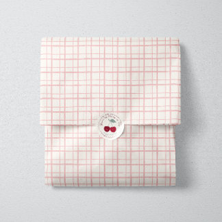 Papier Mousseline Soft Pink Windowpane Grid Picnic