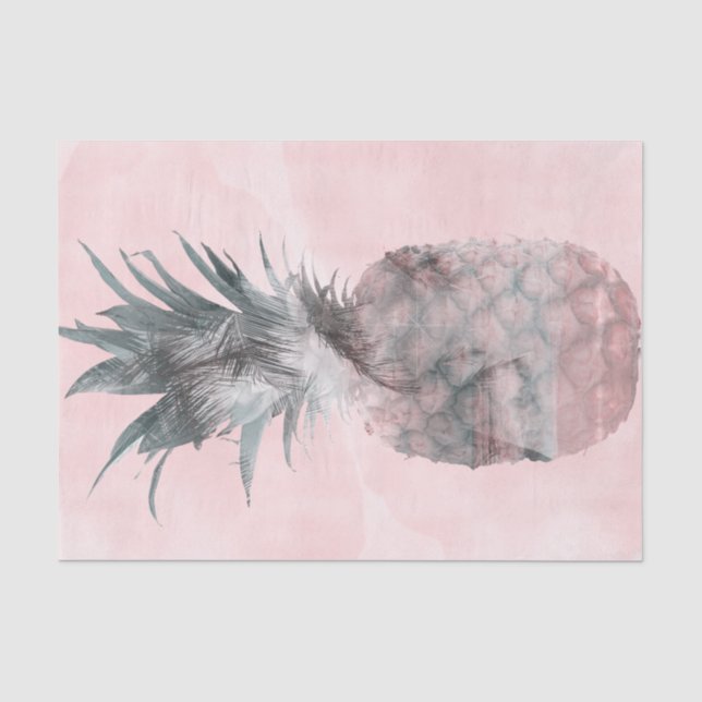 Papier Mousseline Soirée d'ananas rose Gold Pink Tropical (Recto)