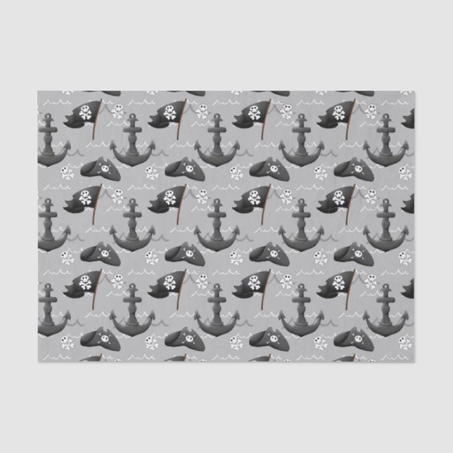 Papier Mousseline soirée motif carrelée de pirates (Recto)