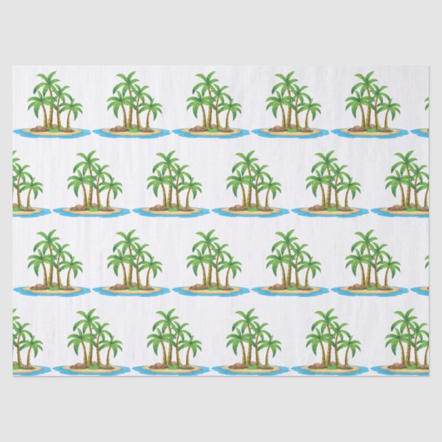 Papier Mousseline Soirée motif de palmier de plage (Recto)