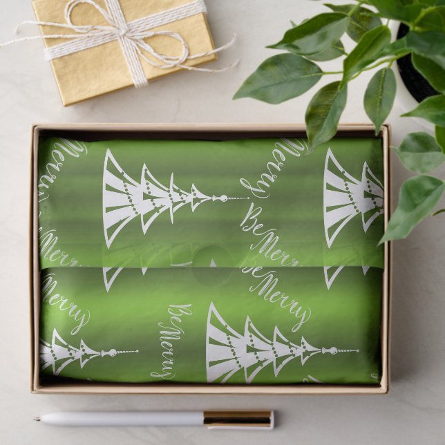 Papier Mousseline Sois Joyeux Noël Vert (Cadeau)