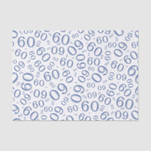 Papier Mousseline soixantième Bleu frais/blanc de motif de nombre