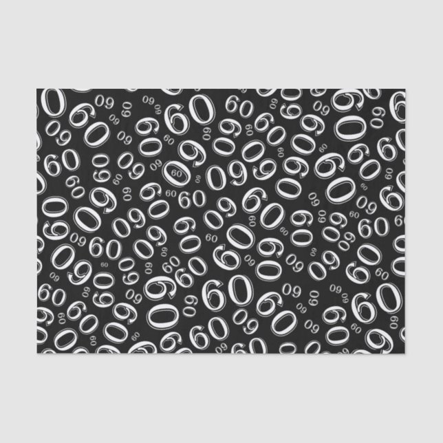 Papier Mousseline soixantième Noir/blanc frais de motif de nombre (Recto)