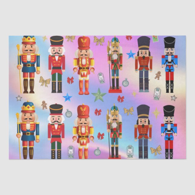 Papier Mousseline soldat de jouets de vacances Nutcracker motif holo (Recto)