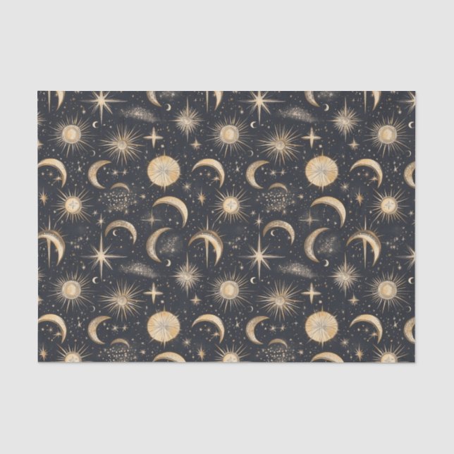Papier Mousseline Soleil céleste et étoiles Ciel nocturne (Recto)