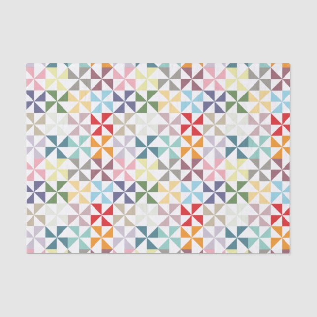 Papier Mousseline Soleil géométrique coloré (Recto)