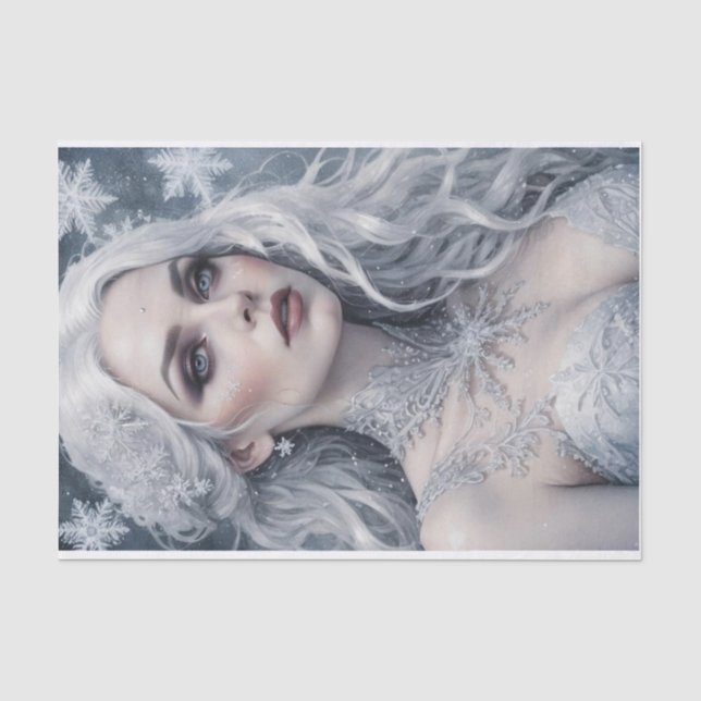 Papier Mousseline Solstice Queen Silver Hair Cold Decoupage (Recto)