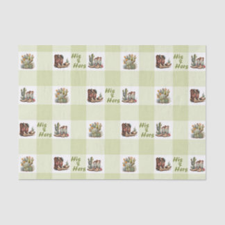 Papier Mousseline Son et Hers Cowboy Cowgirl Boot Tissue Paper