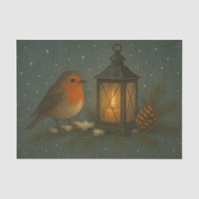 Papier Mousseline Songbird with Warm Lantern Tissue Paper (Recto)