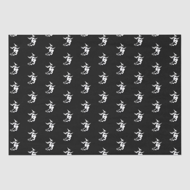 Papier Mousseline Sorcière d'Halloween motif noir et blanc (Recto)