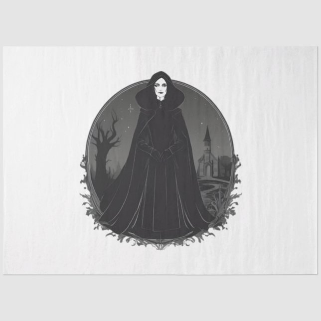 Papier Mousseline Sorcière gothique Salem à minuit (Recto)