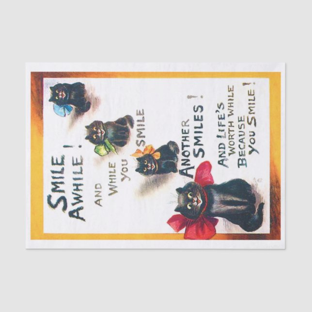 Papier Mousseline Souriez, Chat Noir, Louis Wain (Recto)