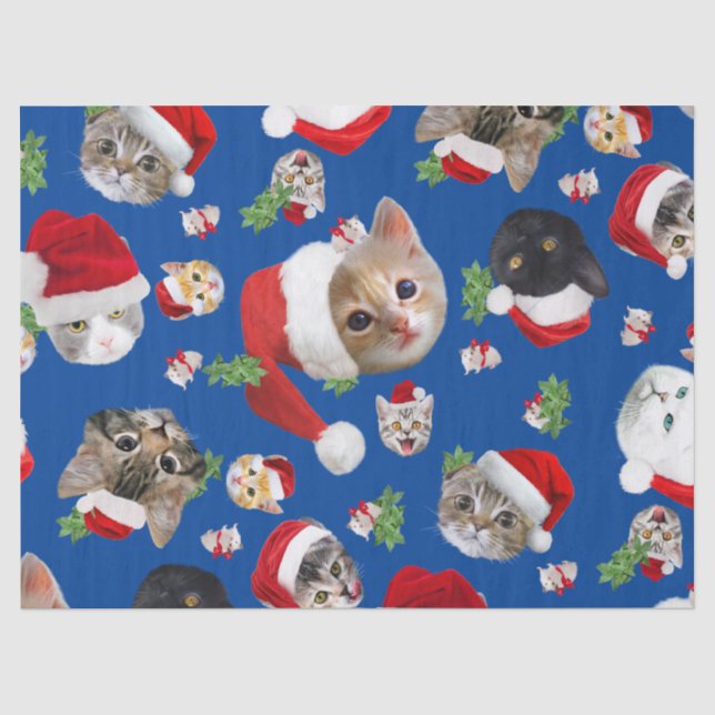 Papier Mousseline Souris de chat drôle et tissu de Noël de chats (Recto)