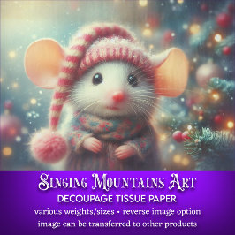 Papier Mousseline Souris de Noël Excentrique Art Rustique d'Hiver Dé
