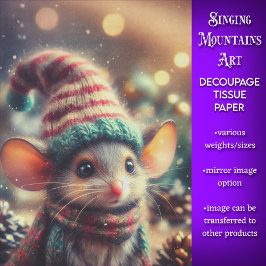 Papier Mousseline Souris de Noël Fantaisiste en Découpe de Chapeau d