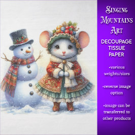 Papier Mousseline Souris de Noël festive et découpage de bonhomme de