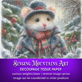 Papier Mousseline Souris de Noël Forêt Découpe Fantaisiste d'Hiver