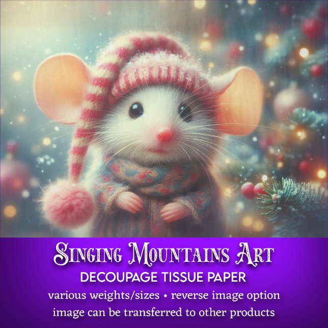Papier Mousseline Souris de Noël rustique rustique Découpage d'art h (Créateur téléchargé)