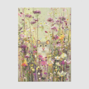 Papier Mousseline Souris des champs dans prairie de fleurs sauvages 