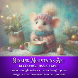 Papier Mousseline Souris festive dans un chapeau de fêtes avec décou