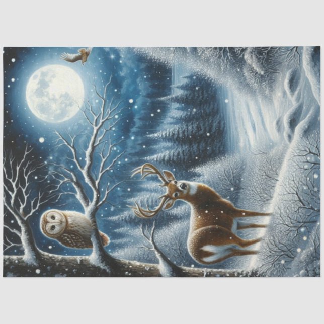 Papier Mousseline Sous la lune solstice Bois d'hiver (Recto)