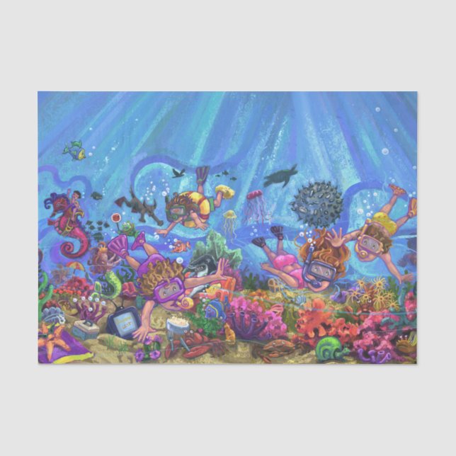 Papier Mousseline Sous la mer (Recto)