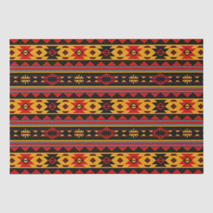 Papier Mousseline Southwest Design Red Black Gold Tribal Motif