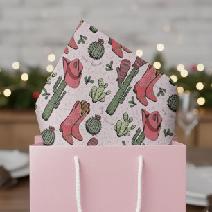 Papier Mousseline Southwest Pink Christmas Cowgirl Howdy Noël