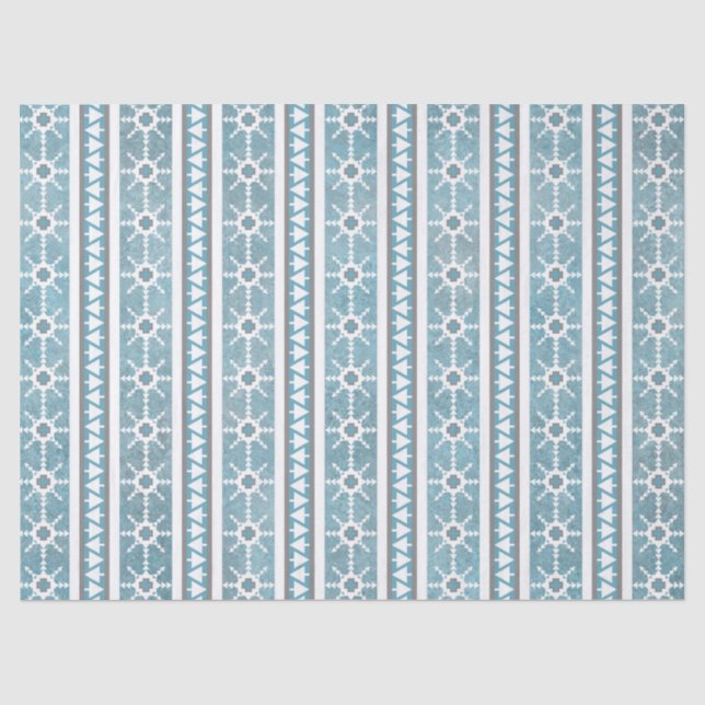Papier Mousseline Southwest Winter Snowflakes & Pine Trees Bleu (Recto)