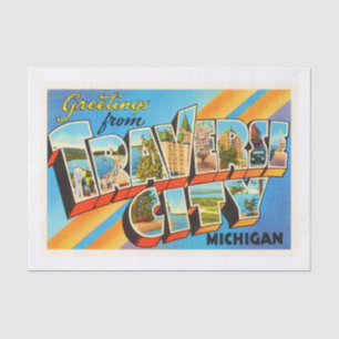 Papier Mousseline Souvenir transversal de Vintage voyage du Michigan