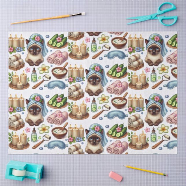 Papier Mousseline Spa party for Siamese Cat Lovers  (Artisanat)