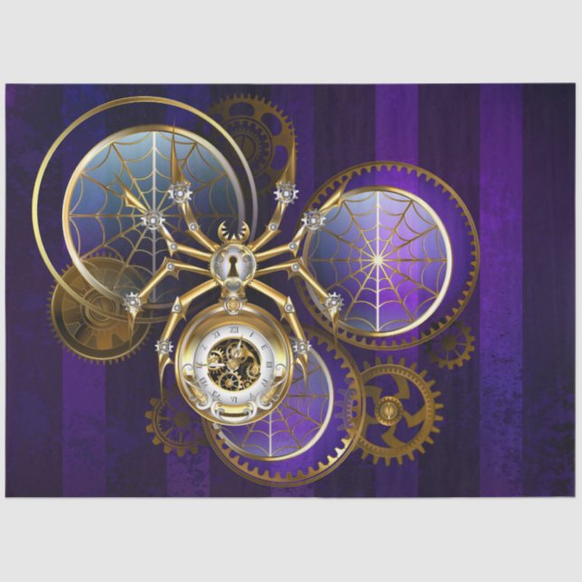 Papier Mousseline Spider Steampunk sur Arrière - plan pourpre (Recto)