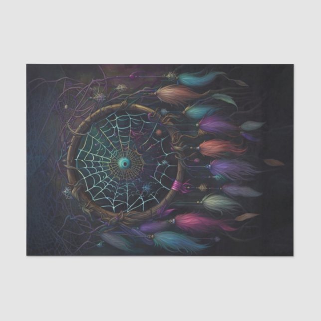 Papier Mousseline Spiderweb Dreamcatcher Découpage en plume vive (Recto)