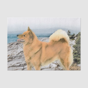 Papier Mousseline Spitz finlandais à Seashore Peinture - Chien Art