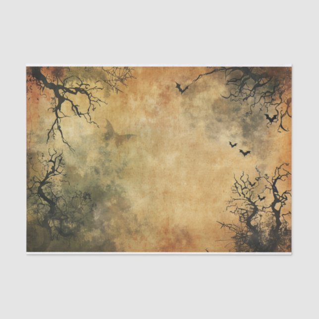 Papier Mousseline Spook Bats Haunted Jungle Déplaisant Halloween (Recto)