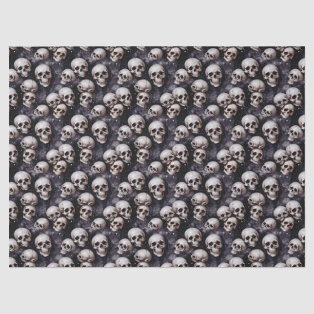 Papier Mousseline Spooky Halloween Skulls on a Galaxy Background (Recto)