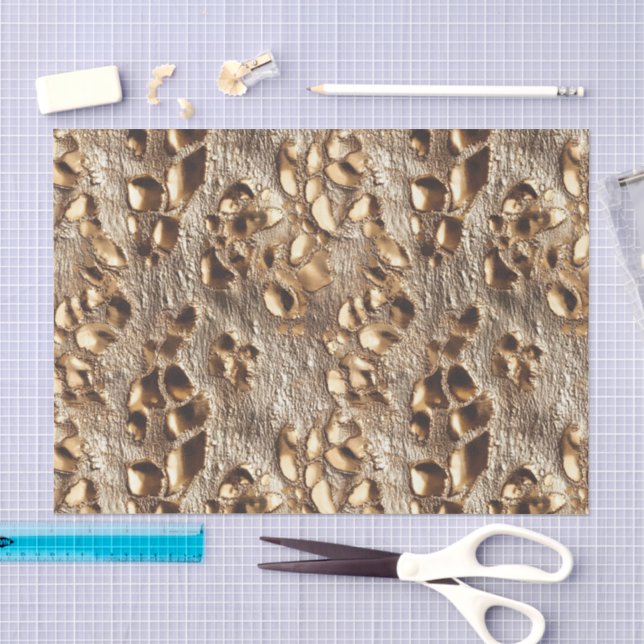 Papier Mousseline Spots métalliques Leopard Or (Artisanat)
