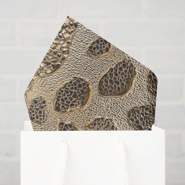 Papier Mousseline Spots métalliques Leopard Or (Sac cadeau)