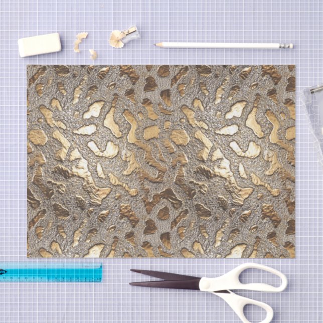 Papier Mousseline Spots métalliques Leopard Or (Artisanat)